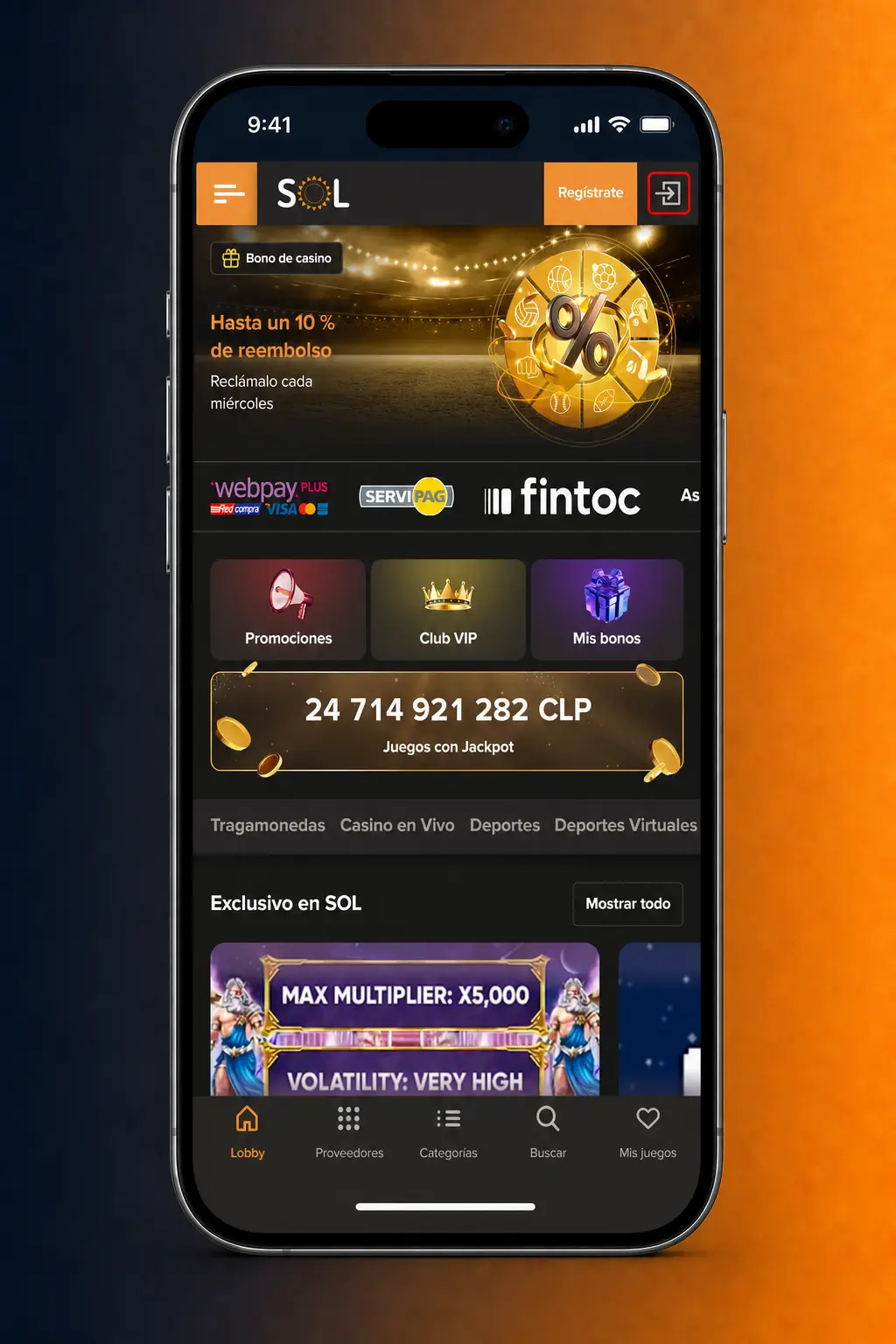 Pantalla de acceso a SOL Casino por app con pasos para iniciar sesión y revisar saldo, bonos y apuestas