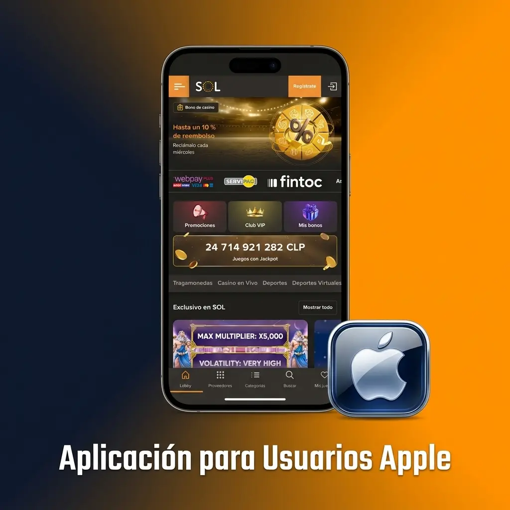 Descarga de la aplicación oficial de SOL Casino Chile para dispositivos Apple iOS.