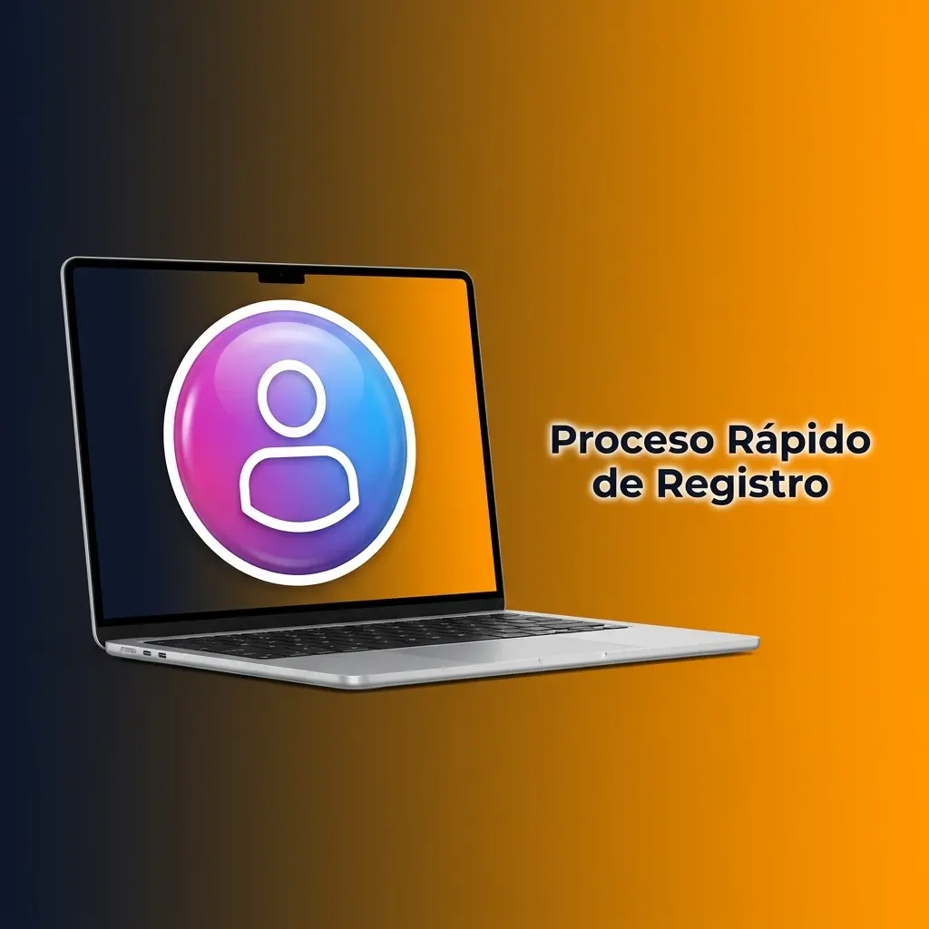 Pasos del proceso rápido de registro para crear un perfil, elegir moneda CLP y activar bonificaciones.